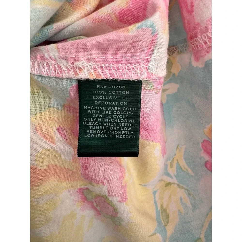 Lauren Ralph Lauren Floral Cotton Sleep Shirt Nightgown Pink‎ Blue Yellow Small